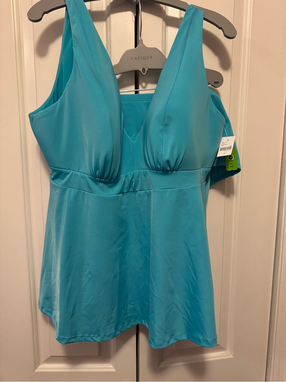 Cacique Turquoise Solid 2 Piece Swim Set Plus Size high waist 18/20 only. Top 20